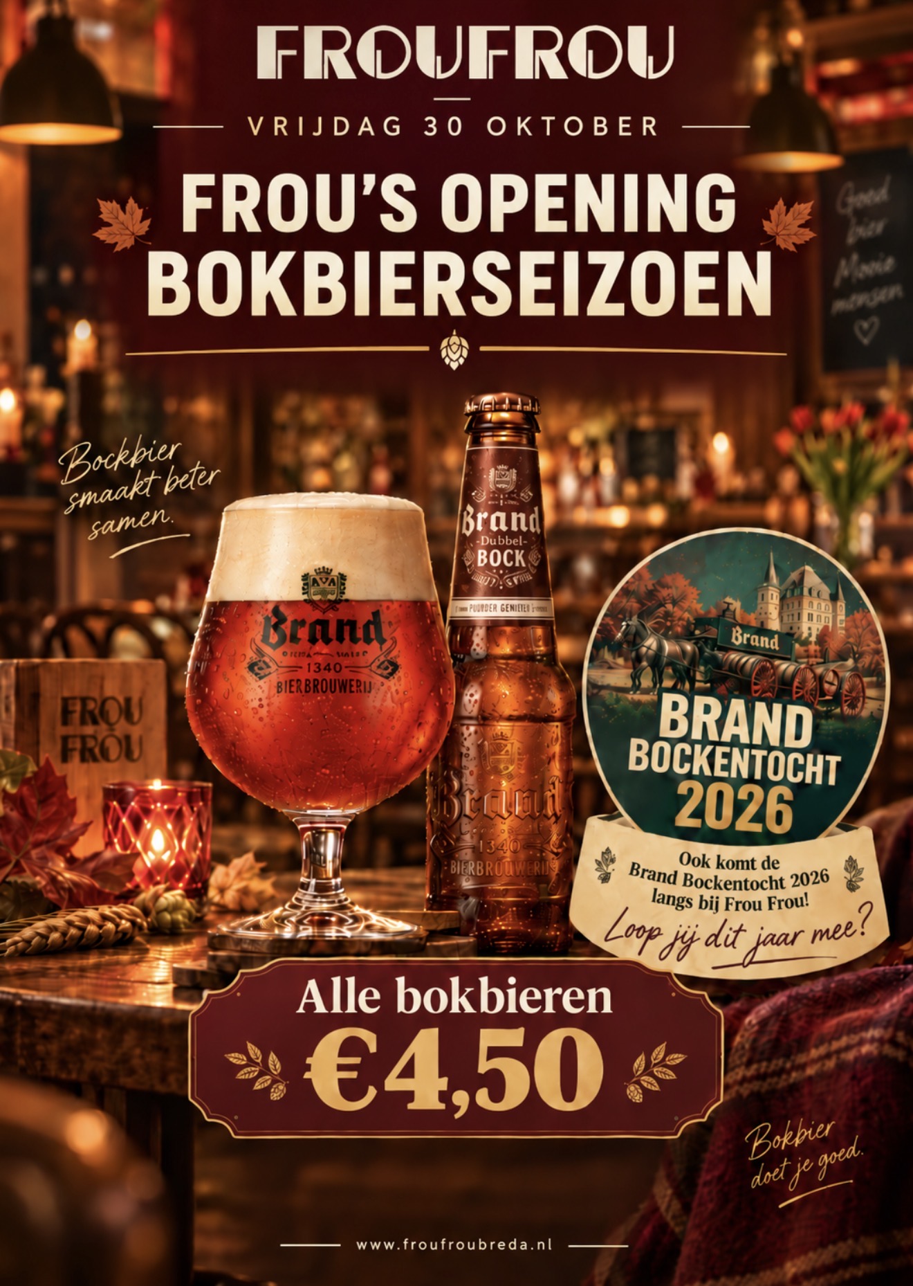 Poster: Frou's Opening Bokbierseizoen, vrijdag 30 oktober