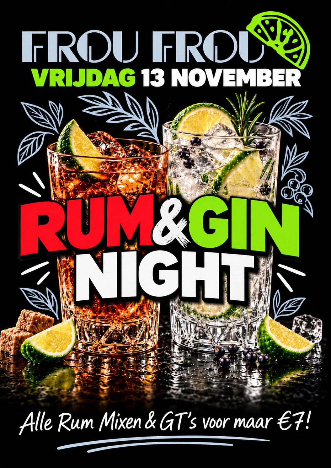 Poster: Rum mixen & GT's, 13 november