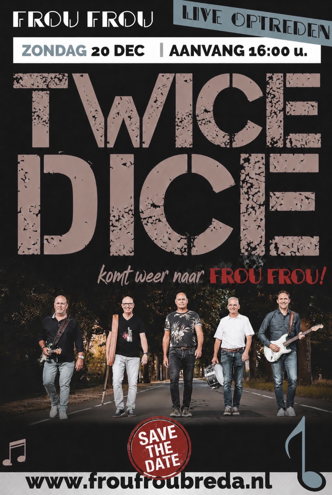 Poster: Live optreden, zondag 20 december vanaf 16:00