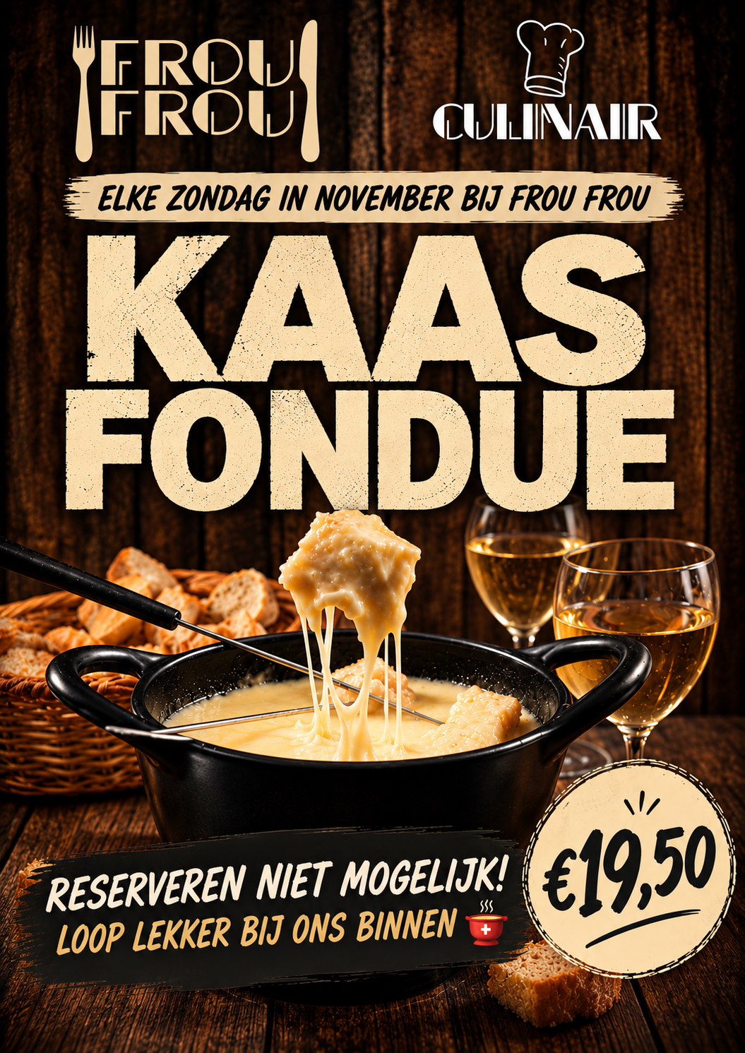 Poster: Frou Culinair, elke zondag in november